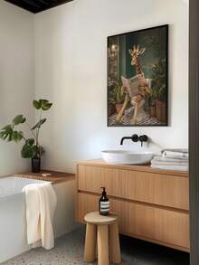 Tranh canvas treo tường (1 tấm), hình hươu cao cổ ngộ nghĩnh đang dùng bồn cầu, thiết kế hươu cao cổ hài hước, trang trí phòng tắm thú vị, tranh chủ đề động vật, tranh trang trí phòng tắm trẻ em, trang trí nhà cửa thời trang, phù hợp cho phòng ngủ, ký túc xá, phòng khách, phòng tắm, nhà bếp, quà tặng ngày lễ. - Nhiều màu - Xem 9