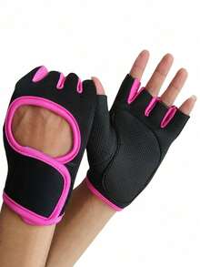 1 Pair Black Half Finger Fitness Gloves, Breathable Thin Design, Palms Protection, Anti-Slip Anti-Callus, Suitable For Yoga, Cycling, Workout,Travel,Festival,Party,Camping - Multicolor - View 2