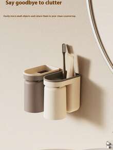 Bộ giá đựng bàn chải đánh răng treo tường chất lượng cao, giá đựng bàn chải đánh răng không cần khoan, dụng cụ sắp xếp bàn trang điểm phòng tắm. - Nhiều màu - Xem 9