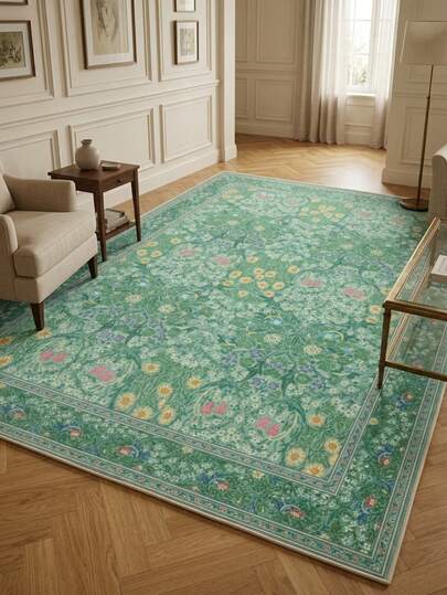 1 pieza Alfombra/Tapete de área de estilo marroquí vintage con diseño floral y de rayas, de felpa sintética suave, apta para baño, cocina, entrada, pasillo, mesita de noche, sala de estar, dormitorio, lavable a máquina 100% poliéster, decoración del hogar