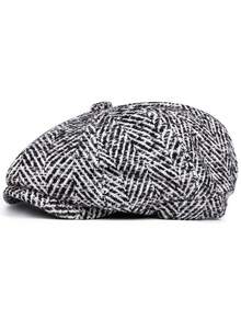 Herringbone Tweed Newsboy Cap | Vintage Flat Cap For Men | Retro British Style Hat,Summer,Beach,Holiday - A - View 12