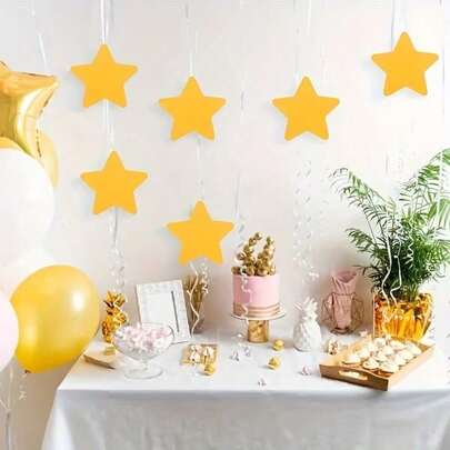 100pcs 4-Inch Double-Sided Bright Yellow Star Cutouts, Suitable For Classroom, Party, Wedding, Bulletin Board, Scrapbooking, Gift Decoration - Ideal For Teachers, Crafters, Event Planners - Everyday And Special Occasion Decor, Classroom Decoration, Scrapbooking Supplies, Minimalist Design, Durable Paper, Room Decor