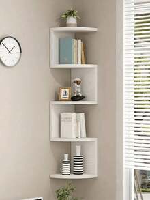 1pc Corner Wall Shelf, Moisture-Proof, No-Drill Installation, Bedroom Wall Corner Bookshelf, Kitchen Triangle Storage Rack - Multicolor - View 3