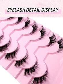 7 Pairs Transparent Band False Eyelashes, Cat Eye Style Short Soft 3D Mink Hair Lashes, Natural Makeup Look (10B-2) - Black - View 3