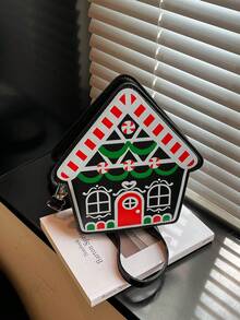 2026 New Christmas House Design Women Shoulder Crossbody Bag - Black - View 6