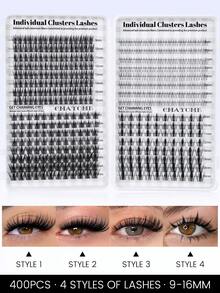 CMAYOME Pestañas postizas en racimo de 640/624/576/400/60, libro personal de pestañas postizas, pestañas postizas de alta capacidad, set de pestañas de longitud mixta de 9-16mm, kit de extensión de pestañas DIY para principiantes, racimo de pestañas postizas, pestañas postizas individuales, adecuadas para el uso diario, citas, festivales de música, agrandar los ojos - D - Ver 17
