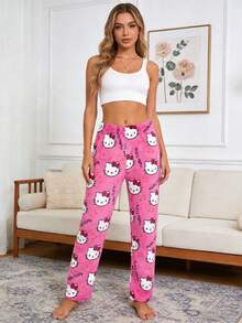 SANRIO 1件官方授权可爱毛绒睡裤，中等厚度，适合春、秋、冬三季穿着，柔软舒适，老少皆宜，是睡眠或休息的理想之选，也是节日、生日、开学季、圣诞节的完美礼物。 - 玫紅色 - 查看 8