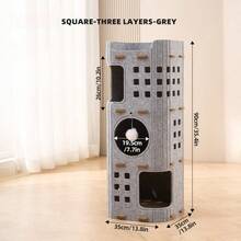 Casa de gato de 2/3 niveles de fieltro - Apartamento de gato de varias capas con ventilación y juguete colgante de bola, cama de gato para todas las estaciones - Multicolor - Ver 7