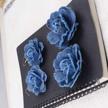 1 par de brincos retrô de flor em jeans, disponíveis em 2 cores e tamanhos, joias em estilo boêmio para mulheres, ideais para uso diário, festas e como presente em datas comemorativas. - Multicolorido - Ver 4