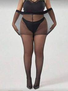 1/2/4/6/8 Pairs Plus Size Women's 20D Reinforced Crotch Pantyhose - Black - View 4