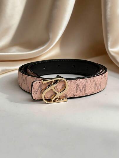 Women's 2.5cm Genuine Leather Belt With Gold Buckle - Minimalist Monogram Design, Perfect For Holiday Gifting & Everyday Outfits, Original Designer Accessory