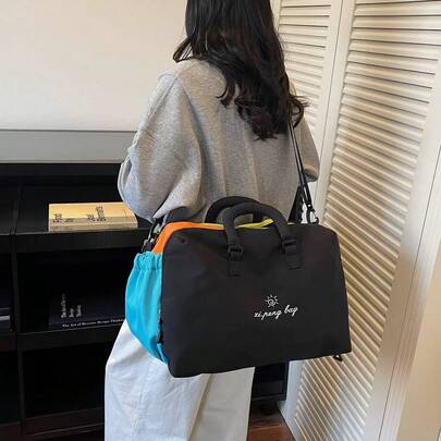 Túi thể thao thời trang Hàn Quốc mới, dung tích lớn, chống thấm nước, làm bằng nylon, thích hợp đựng quần áo tập gym, bình nước, đi du lịch ngắn ngày, tập yoga, bơi lội, tập luyện, có thể xách tay hoặc đeo vai.