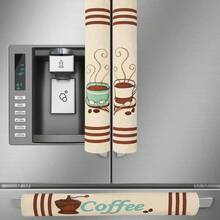 3pcs Natural Linen Refrigerator Handle Covers Coffee Pattern Decor, Kitchen Scene Prop, Cafe Dust Cover - Multicolor - View 7
