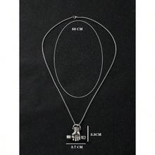 Fashionable And Popular Men Dumbbell Charm Necklace Alloy For Vacation And For A Stylish Look - 銀色 - 查看 3
