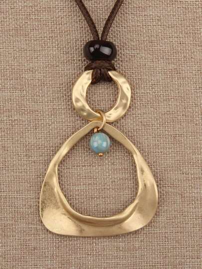 1 chiếc mặt dây chuyền hợp kim hình học bất đối xứng phong cách Bohemian, dây chuyền hạt tối giản với dây sáp màu nâu, dây chuyền đôi thích hợp đeo hàng ngày, dự lễ hội âm nhạc, dạ hội, quà tặng cho mẹ, bạn gái, bạn trai