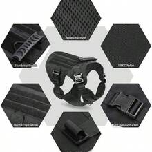2 piezas Conjunto de arnés y correa táctica para perro, arnés para perro de alta resistencia con asa, ajustable/chaleco táctico para perro, adecuado para perros medianos/grandes para caminar, senderismo, caza, arnés táctico ajustable de nailon para perro, correa en stock - Multicolor - Ver 5
