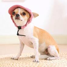 1 Peça Chapéu de Sol de Corduroy Resistente ao Vento para Cachorro, Boné de Beisebol Respirável para Animais de Estimação, Design com Orelhas Expostas, Anti-Queda de Pelos, Chapéu de Proteção Solar Ajustável, Adequado para Cachorros Pequenos, Médios e Grandes - Rosa chiclete - Visão 7