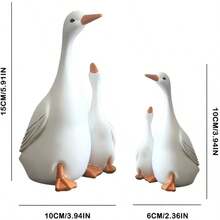 1pc Mother Duck And Duckling Desktop Decor Figurine, Miniature Landscape Ornament Suitable For Garden, Resin Crafted Gift, Lifelike Sculpture For Decorating Desk And Room, Home Garden Decoration - Ornaments - View 3