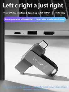 Lexar D400 USB 3.2 Dual-Interface Flash Drive 32GB 64GB 128GB USB-C And USB-A OTG Metal Memory Stick Up To 130MB/S For Android Phone Tablet PC Laptop - View 6