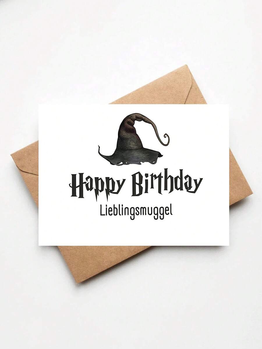 1 pieza Tarjeta de cumpleaños con sombrero de bruja mágico - Diseño caprichoso para fans de la magia - Felicitación de cumpleaños universal para todas las edades con mensaje de celebración "Lieblingsmuggel" - multicolor - View 1