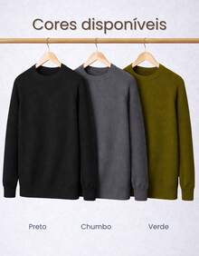 Baronesa Tricot Men's Ribbed Knit Sweater Premium Casual Boat Neck Sweater - Negro - Ver 6