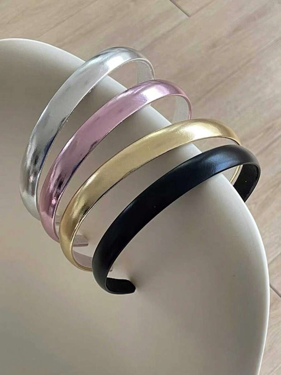1 chiếc băng đô bóng mượt, kiểu dáng hẹp và rộng, chất liệu da PU ánh kim, đa năng cho nữ giới, dùng trong trang điểm và tạo kiểu tóc. - Nhiều màu - Xem 1