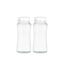 2个/4个装母乳储存瓶，带盖吸奶器储奶瓶，母乳容器，透明瓶，300毫升/10盎司，直径5厘米/2英寸，可重复使用，冷藏储存，母乳收集，母乳储存方案，果汁瓶，婴儿辅食容器 - 白色 - 查看 10