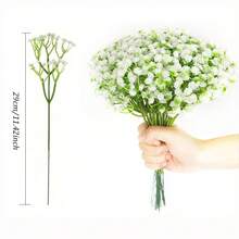 24支满天星/石竹仿真花，户外仿真花束/花环，DIY花束/礼品装饰，母亲节，婚礼，家居装饰，新娘送礼会，办公室插花，适用场合：婚礼，订婚，酒店，DIY毕业礼物，派对，春夏季室内外装饰，桌面或花园摆设，生日，墙面装饰，花环，花束，中心装饰品 - 白色 - 查看 6