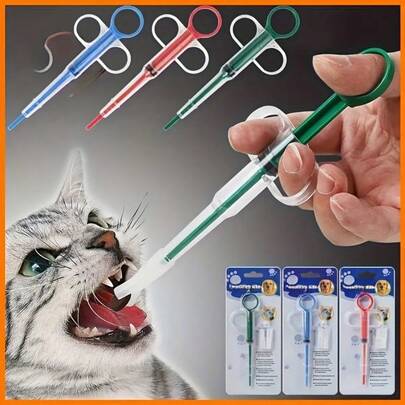 1 pieza Dispensador de medicamentos para mascotas, Comedero para gatos, Alimentador de doble uso con punta blanda, Alimentador de pastillas para gatos [Solo para uso animal]