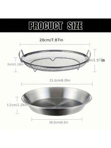 2pcs Heavy Duty Stainless Steel Frying Oil Draining Rack With Tray - Collapsible Round Metal Mesh Basket With Drip Tray, Oil Frying, Vegetable Washing, Dishwasher (Compatible With Multiple Models) - Multicolor - View 5