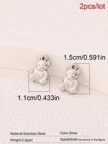 2pcs Stainless Steel Cute Bear Pendant Findings Fashion 18K Gold Plated Charms For DIY Jewelry Making Supplies Accessories - Pendants - View 16
