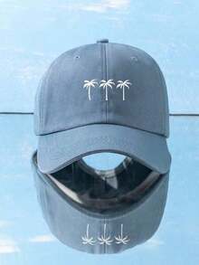 1pc Unisex Printed 3 Coconut Tree Baseball Cap, Adjustable Outdoor Casual Hat - Beige - View 1