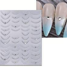 1/2 Tờ Hình Dán Móng Tay 5D Đường Viền Vàng & Bạc, Hình Dán Nghệ Thuật Móng Tay Đường Vạch Cong Kiểu Pháp Tự Dính, Phụ Kiện Trang Trí Móng Tay Pha Lê Lấp Lánh - Nhiều màu - Xem 2