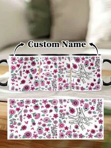 1pc 11oz/15oz Custom Mother's Day Name Mug, Personalized Coffee Cup With Printed Name. The Wrap-Around Pattern On The Mug Can Be Customized With Up To 8 Children Holding Their Mother's Hand. This Mother-Themed Mug With Floral Elements Is An Ideal Gift For Mom And A Unique, Thoughtful Present - 款式3 - 查看 34