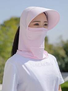Mũ hè cho nữ có kèm khẩu trang và khăn che cổ, mũ rộng vành chống nắng ngoài trời. - mũ chống nắng - Xem 8