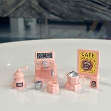 1 Set Of 6 Pcs Realistic Mini Pink Coffee Machine Model Set, Fun Toy And Decor, Gift For Coffee Lovers - Pink - View 7