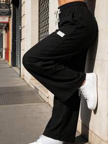 New Women's Outdoor Casual Pants, Loose Fit, Solid Color Design Sports - Black - View 10