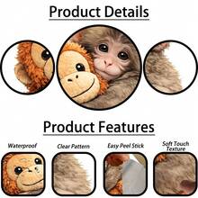 1/4pcs Cute Monkey Car Stickers, Removable Waterproof Self-Adhesive Vinyl Car Window And Bumper Decorations, Suitable For SUVs, Trucks, And Laptops. - Car Stickers - View 8
