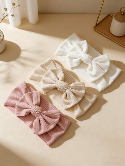 3pcs/Set Multicolor Baby Headbands, Non-Sweating & Non-Constricting Nylon Elastic Hair Bands, Suitable For All Seasons, Great Gift, Super Cute & Fashionable, Ideal For Baby Photos, Casual, Home, Vacation, Sports, Retro, Elegant, Collegiate Style