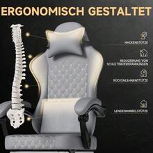PVC Leather Gaming Chair, Gaming Chair With Massage Pedals, Ergonomic Computer Chair, Gaming Chair, Office Chair, 150 Kg Load Capacity, Grey - Grey - View 6