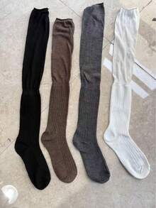 4 đôi tất nữ cao đến đầu gối, phù hợp cho mọi mùa - Tất ống dài cho mùa xuân/thu, tất cao cổ cho bà bầu, tất chống trơn trượt và không bó chân cho mùa đông. - Nhiều màu - Xem 6