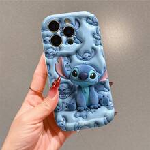 Disney Lilo & Stitch Stitch Phone Case – Plush-Style Stitch With Repeating Stitch Character Pattern Accents On Light Blue Wavy Background, Shockproof Protective Cover For IPhone 17, 16, 15, 14, 13, 12, And 11 Pro Models.. A Fun Gift For Family, Friends, Birthdays, Holidays, And Special Occasions. - trắng - Xem 2
