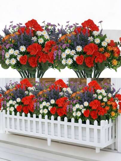 46pcs Artificial Flowers, Colorful Artificial Floral Plants Set, Including Silk Daisy, Lavender, Pansy, Suitable For Outdoor Use - UV Resistant, Vibrant Realistic Floral And Greenery, Suitable For Indoor/Outdoor Decor, Home Decor, Room Decor | Great For Home, Garden, Porch | Perfect For Weddings, Engagements, St. Patrick's Day, Easter, Valentine's Day, Mother's Day, Thanksgiving, Floral Arrangements, Decoration, Hanging Planters, Kitchen Vase