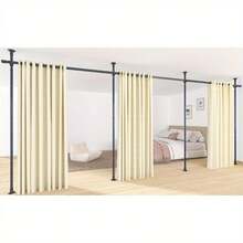 Adjustable Tension Rod For Bedroom - 28-171in Wide Room Divider Curtain Rod | Heavy Duty Floor To Ceiling Separation Partitions For Temporary Privacy | No Drilling Required - Ideal For Home Decor & Kitchen (Curtains Not Included) - trắng - Xem 2