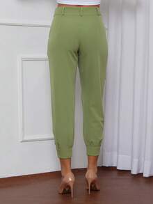 Calça Feminina Jogger com punho na barra com botão para fechamento, tecido poliéste c/ elastano - Maxma 6619 - Verde 3 - Visão 5