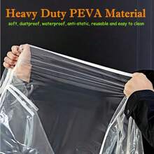 Funda para perchero funda transparente de PEVA a prueba de polvo con 2 cremalleras duraderas funda para perchero que se adapta sobre estante para vestidos trajes abrigos S/47 x 20 x 60 pulgadas - Transparente - Ver 5