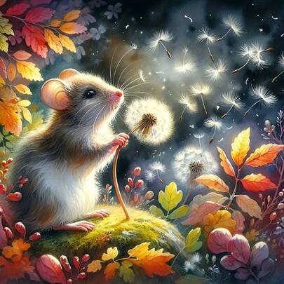 1幅5D DIY钻石画，老鼠图案，全钻十字绣墙饰，适合初学者和手工爱好者，是客厅、卧室、书房的必备家居装饰品，也是送给家人和朋友的最佳手工礼物。