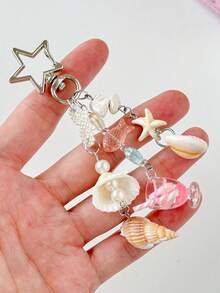 Mặt dây chuyền hình vỏ sò ngọc trai phong cách đại dương, dây đeo điện thoại đính hạt, móc khóa, phù hợp với máy ảnh . - Nhiều màu - Xem 3