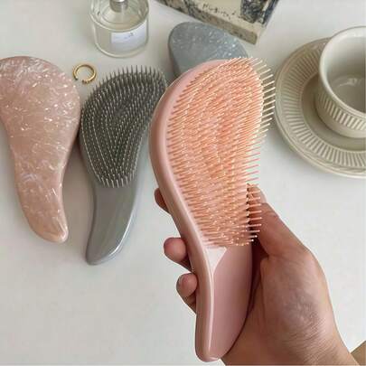 1 pieza Cepillo de masaje ergonómico, cepillo antienredos para cabello seco, peine desenredante portátil y de moda