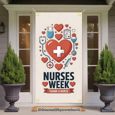 2D Flat Banner Two-Dimensional Plane, One Two-Dimensional Plane Banner, And A Thank-You Banner For Nurse Week, Which Is Very Suitable For Wedding, Birthday And Seasonal Porch Decoration (Door Curtain, Party Decoration). A Variety Of Styles, A Variety Of Sizes, Any Choice.